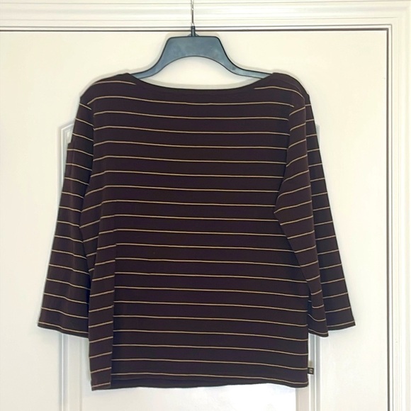 Chaps 100% Cotton Brown w/Cream Stripes Long Sleeve Shirt Size XL - Picture 1 of 5